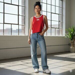 NWT Joaquina Red Cropped Tank Top 04 Lace Y2K Size M